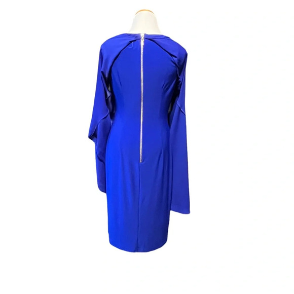 Joseph Ribkoff Cobalt Blue Sheath Dress with Chiffon Overlay - Picture 8 of 10